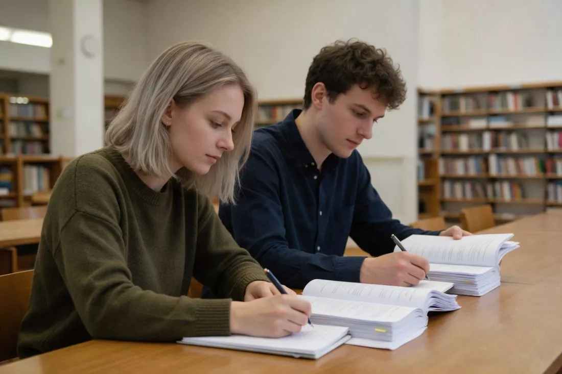 studenci-analizuja-raporty-w-czytelni